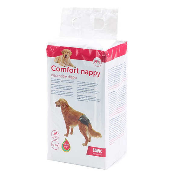 Savic Comfort Nappy - pieluchy dla psa, rozmiar 5 (42-62cm), opakowanie 12 szt.