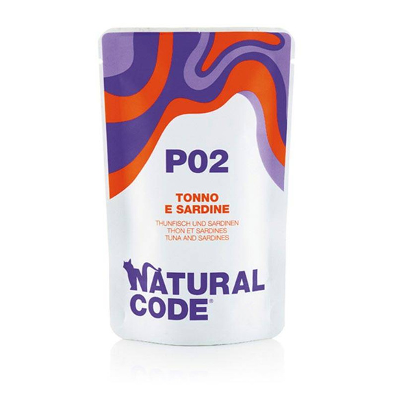 Natural Code P02 tuńczyk i sardynki - mokra karma dla kota, saszetka 70g