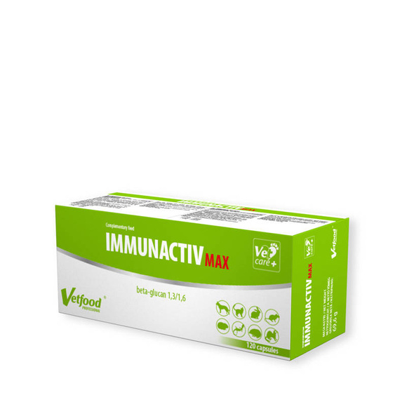 Vetfood Immunactiv MAX - preparat wzmacniający odporność immunologiczną, dla psów i kotów, 120 kaps.