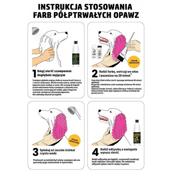 Opawz Semi-Permanent Pet Hair Dye Shocking Pink - półtrwała, ciemnoróżowa farba do sierści zwierząt, 150g