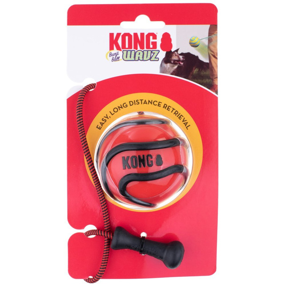 KONG® Wavz Bunji Ball - piłka dla psa z elastyczną linką, pływający aport