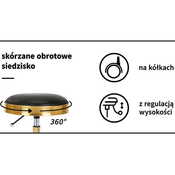 Activ - taboret groomerski, model H7, bez oparcia, czarno-złoty