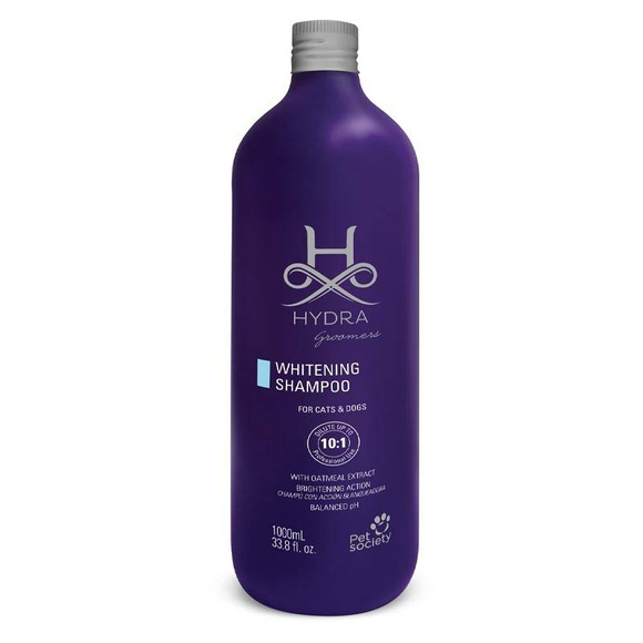 Hydra Professional Whitening Shampoo - szampon rozjaśniający, niwelujący zażółcenia na sierści, dla psów i kotów, koncentrat 10:1, 1l