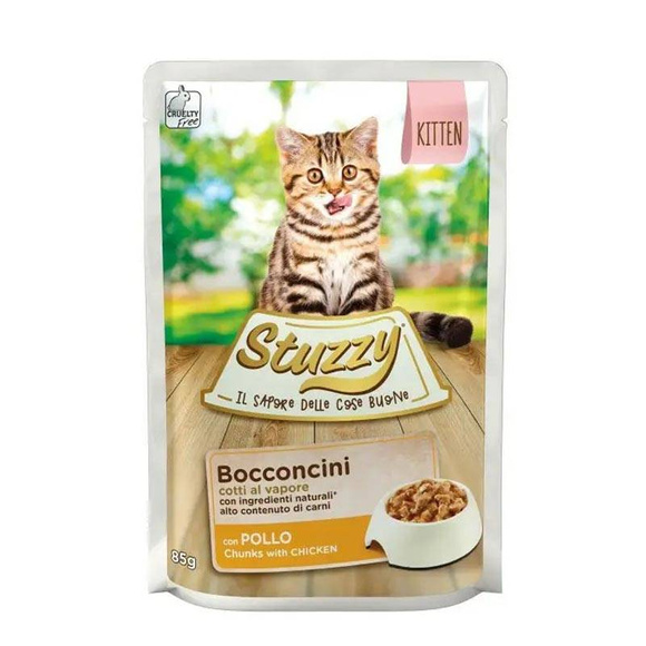 Stuzzy Bocconcini Kitten z kurczakiem - kompletna, mokra karma dla kociąt, saszetka 85g