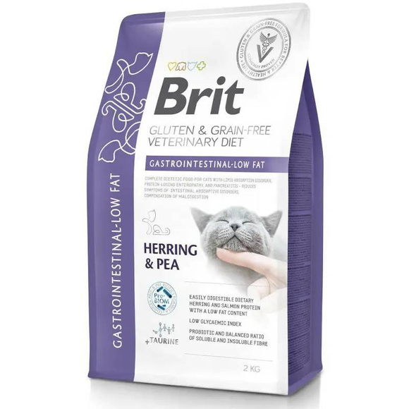 Brit Gluten & Grain Free Veterinary Diet Gastrointestinal Low Fat - niskokaloryczna sucha karma dla kotów