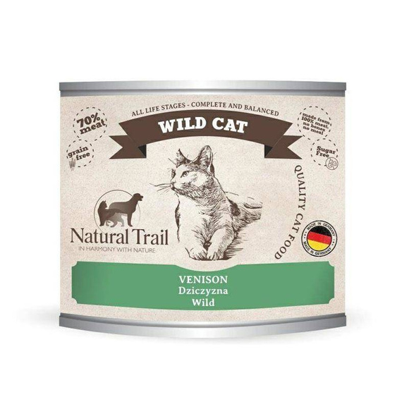 Natural Trial Wild Cat Venison - kompletna mokra karma z dziczyzną dla kota, puszka 200g