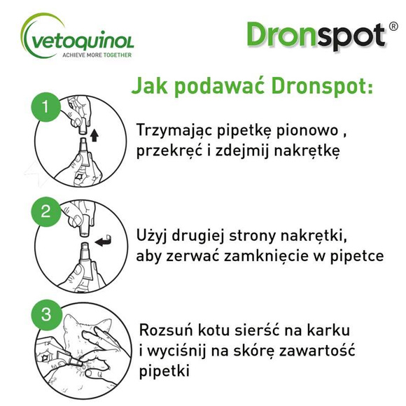 Vetoquinol Dronspot - preparat na odrobaczenie dla małych kotów, krople spot-on