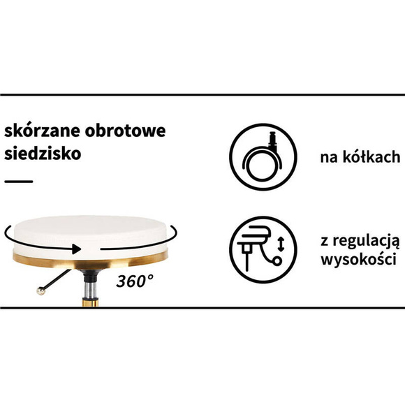 Activ - taboret groomerski, model H4, bez oparcia, biało-złoty