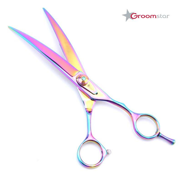 Groomstar - profesjonalne nożyczki gięte, model Rainbow, 7.5"