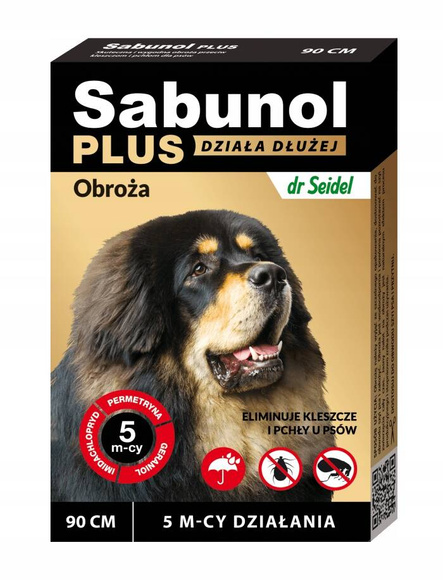 Sabunol Plus - obroża p. pchłom i kleszczom dla psów, 90cm (działanie 5 miesięcy)