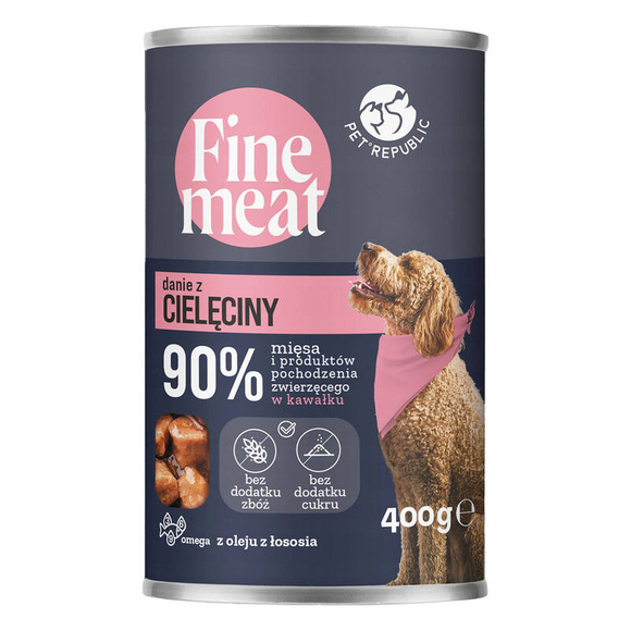 PET REPUBLIC FINE MEAT - mokra karma dla psa, cielęcina w sosie, puszka 400g