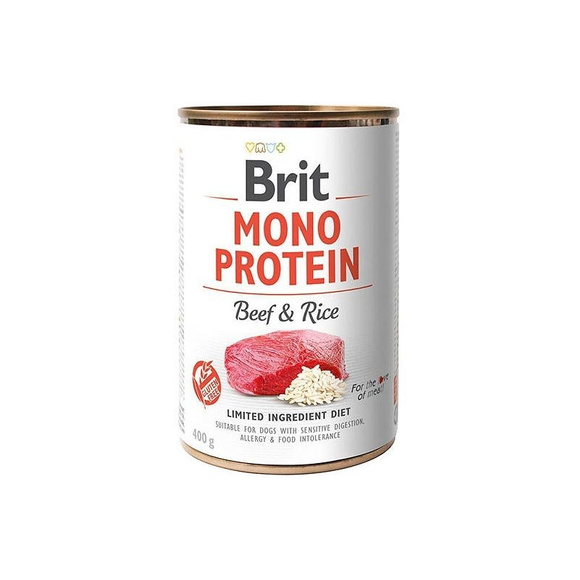 Brit Monoprotein Beef & Rice - karma mokra z wołowiną i ryżem dla psów z wrażliwym przewodem pokarmowym, alergią i nietolerancją pokarmową