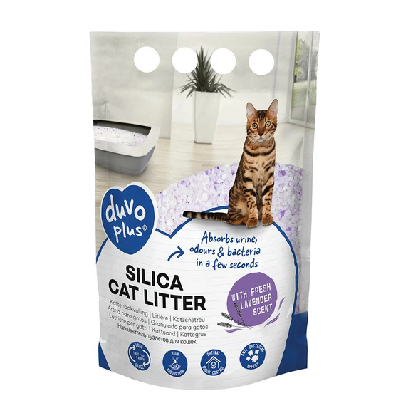 DUVO+ Silica Premium - żwirek silikonowy dla kotów, o lawendowym zapachu, 5l