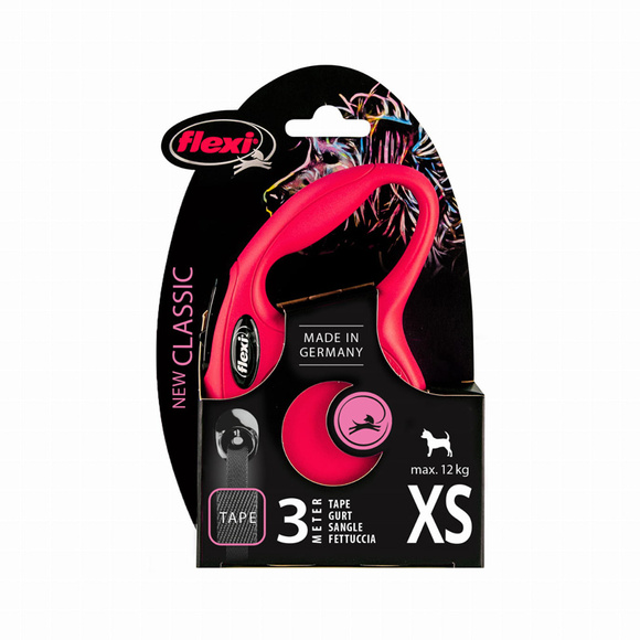 Flexi Classic XS - smycz dla psa o wadze do 12kg, taśma 3m, czerwona