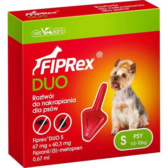 Fiprex Duo - krople przeciwko pchłom i kleszczom dla psów o wadze od 2 do 10 kg