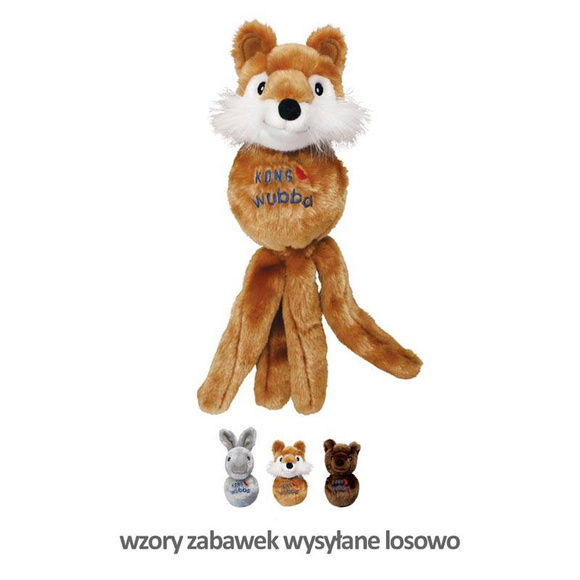 KONG® Wubba™ Friends - pluszowa zabawka dla psa, z ogonami, piłką w środku i piszczałką