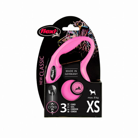 Flexi Classic XS - smycz dla psa o wadze do 8kg, linka 3m, różowa