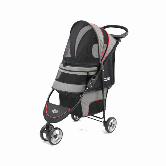 InnoPet Buggy Avenue Gray/Red - lekki i zwrotny wózek dla psów o wadze do 11kg, szaro-czerwony