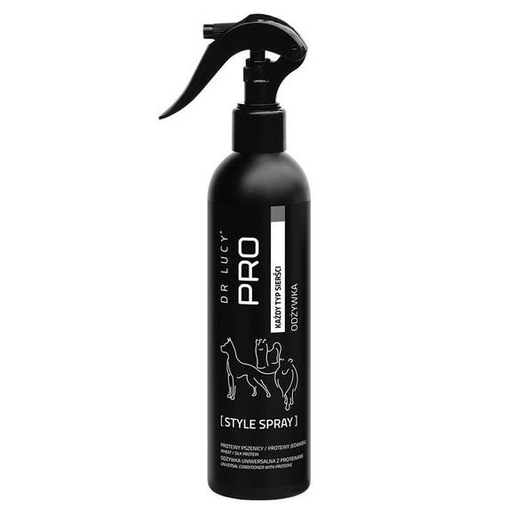 Dr Lucy PRO Style Spray - regenerująca odżywka z z proteinami pszenicy i jedwabiem dla psów i kotów, 250ml