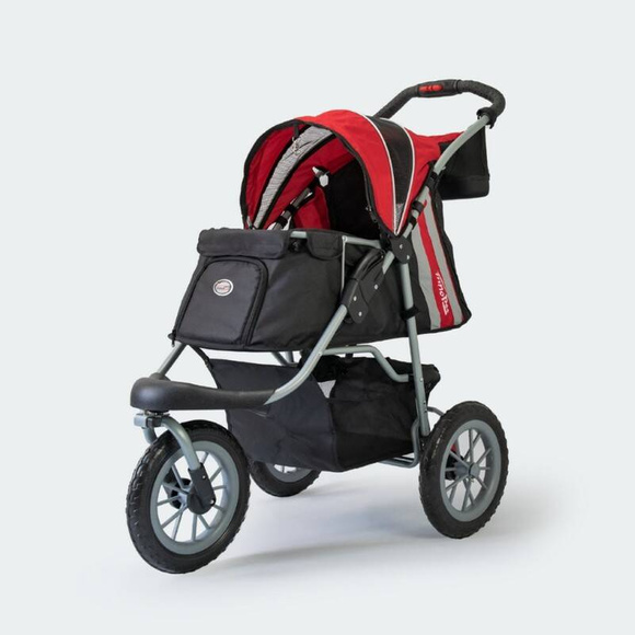 InnoPet Buggy Comfort EFA - składany, wielofunkcyjny, komfortowy wózek dla psów o wadze do 25kg, czarno-czerwony