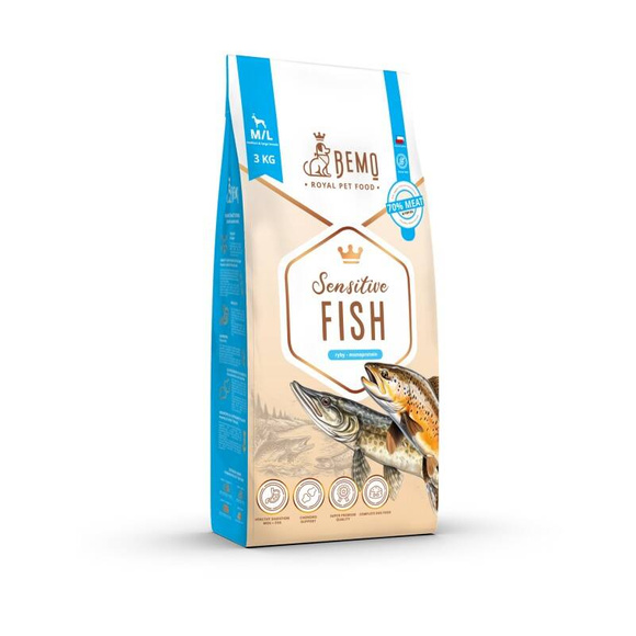 BEMO Sensitive FISH RYBY M/L - hipoalergiczna sucha karma premium dla dorosłych psów ras średnich i  dużych