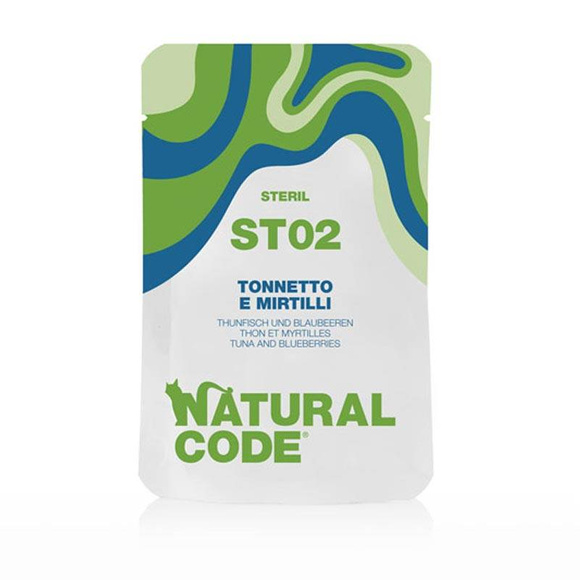 Natural Code ST02 tuńczyk i jagody- mokra karma dla kotów sterylizowanych, saszetka 70g