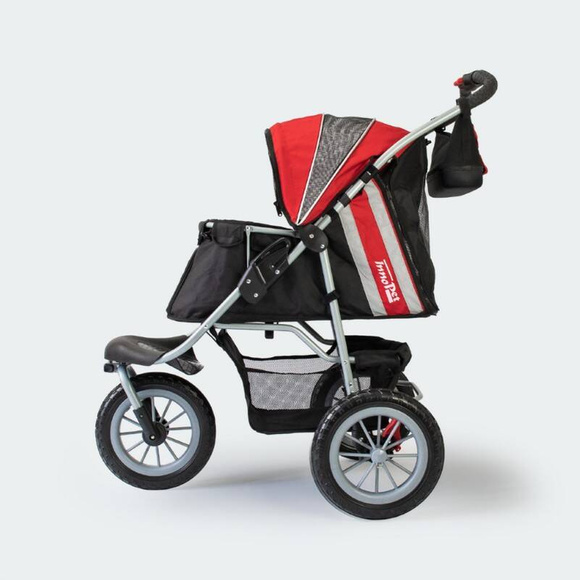 InnoPet Buggy Comfort EFA - składany, wielofunkcyjny, komfortowy wózek dla psów o wadze do 25kg, czarno-czerwony