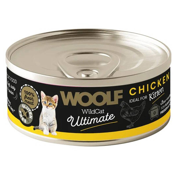 Woolf Ultimate Cat Kitten Chicken - bezglutenowa, pełnoporcjowa karma wilgotna z kurczakiem dla kociąt, 85g