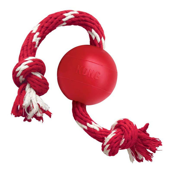 KONG® Ball with Rope - zabawka dla psa, piłka ze sznurem