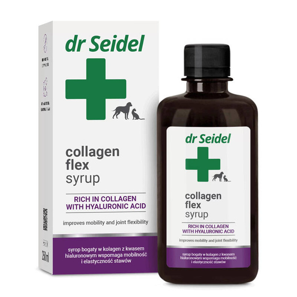 Dr Seidel Collagen flex syrup - syrop wspomagający mobilność i elastyczność stawów psów i kotów, 250ml