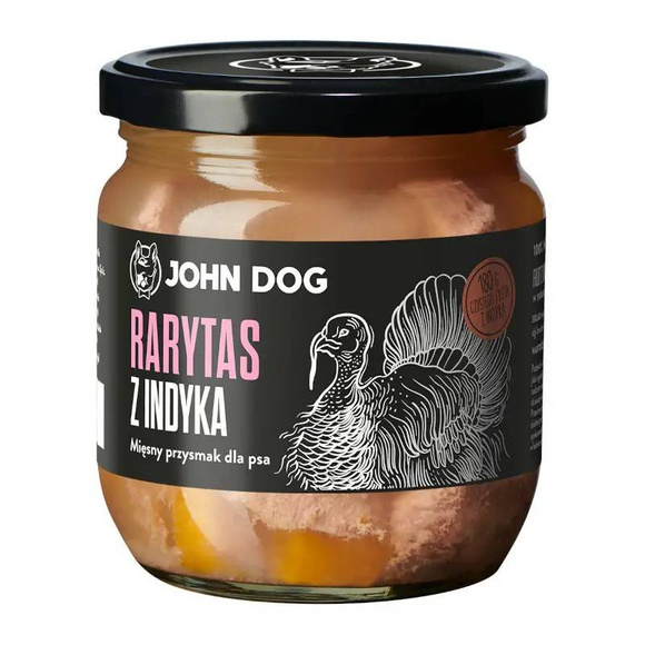 John Dog rarytas z indyka w naturalnym wywarze z dodatkiem dyni i alg morskich  - mokra karma dla psa, 380g