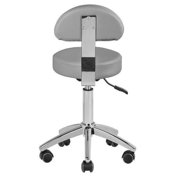 Taboret groomerski Activ, model 304, z oparciem, szary