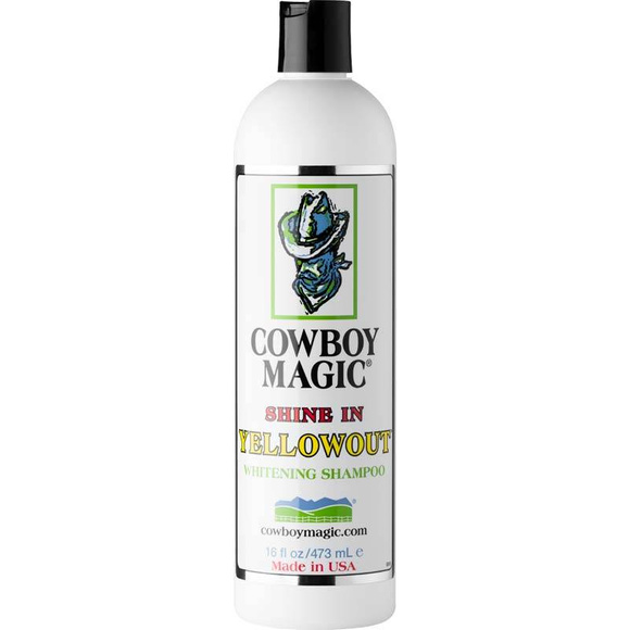 Cowboy Magic Shine In Yellowout Whitening Shampoo - szampon niwelujący zażółcenia i podkreślający naturalny kolor szaty koni, i psów, 473ml