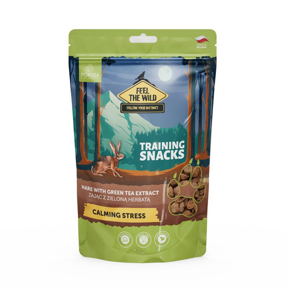 POKUSA Feel The Wild Training Snacks Hare with Green Tea Extract Calming Stress - naturalne smaczki treningowe dla psów, z zającem i zieloną herbatą. uspokajające, 200g