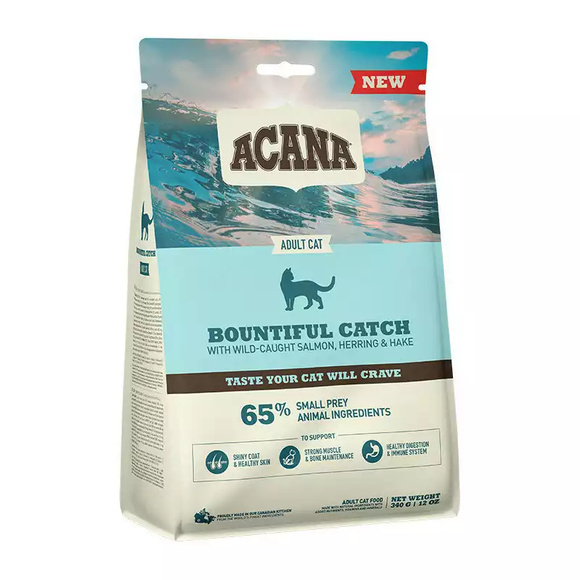 ACANA Bountiful Catch CAT - sucha karma dla dorosłych kotów, na poprawę kondycji sierści 340g