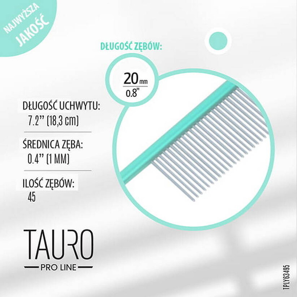 Tauro Pro Line - bardzo lekki grzebień aluminiowy, ze szpikulcem do modelowania, 18cm