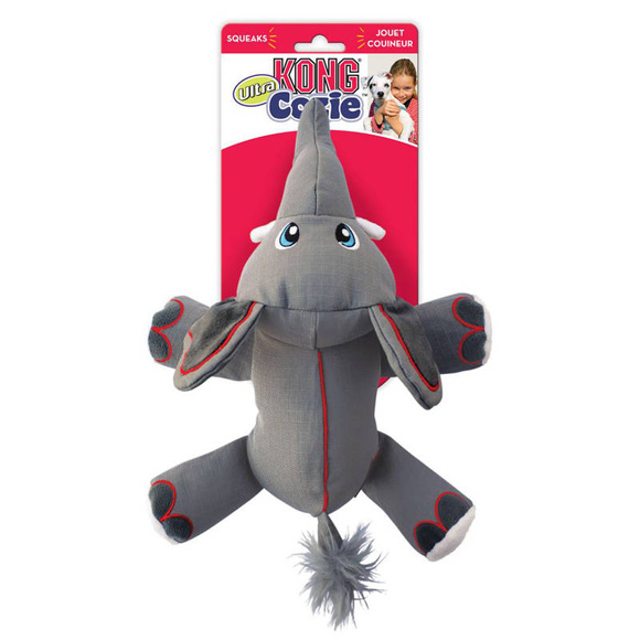 KONG® Cozie Ultra Ella Elephant L - wytrzymały pluszak dla psa, słoń z grzechotką i piszczałkami