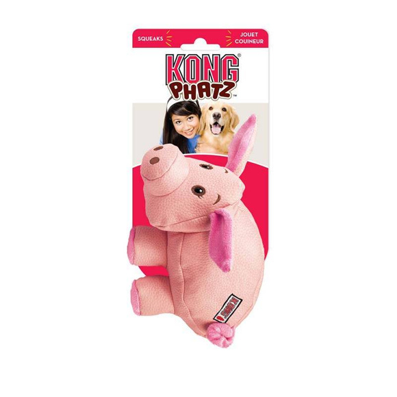 KONG® Phatz™ Pig - zabawka dla psa z ekoskóry, świnka z piszczałką