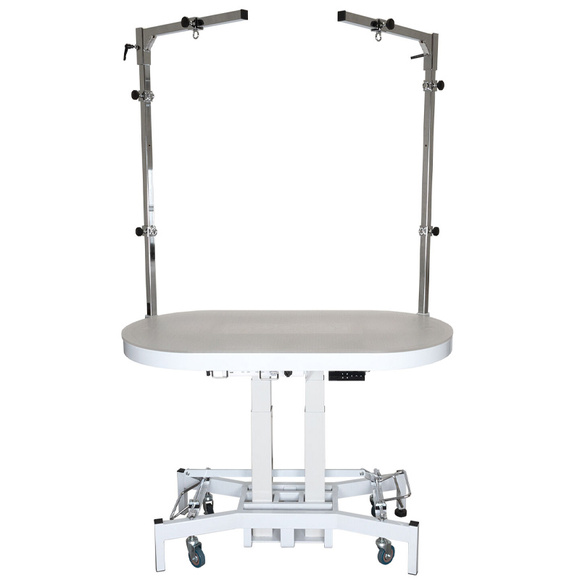 Groom-X Compact Electric Tournament Table Oval - profesjonalny stół groomerski z podświetlanym blatem, regulowany elektrycznie, 119.5cm x 61cm