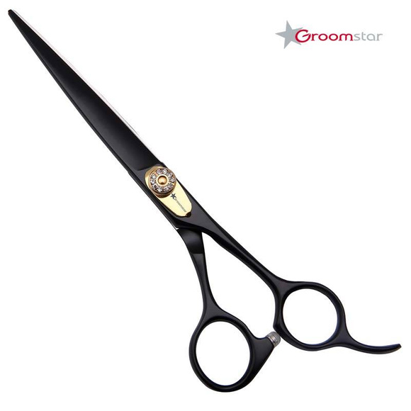 Groomstar - profesjonalne nożyczki proste, model Black Satin, 7"