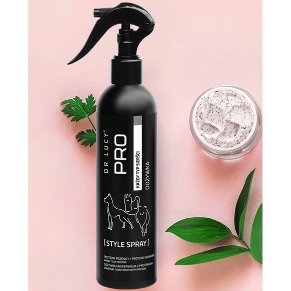 Dr Lucy PRO Style Spray - regenerująca odżywka z z proteinami pszenicy i jedwabiem dla psów i kotów, 250ml