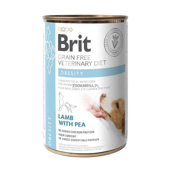 Brit Grain Free Veterinary Diet Obesity - mokra karma dla psa, na problemy z utrzymaniem prawidłowej masy ciała lub nadwagę, 400g