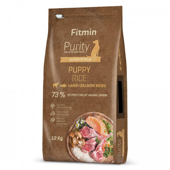 FITMIN Purity Rice Puppy Lamb & Salmon - kompletna sucha karma dla szczeniąt, 12kg