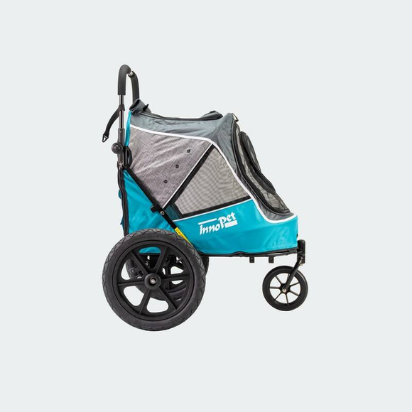 InnoPet Sporty Evolution Ocean Blue - solidny, wygodny wózek dla psów o wadze do 30kg, z uchwytem do roweru