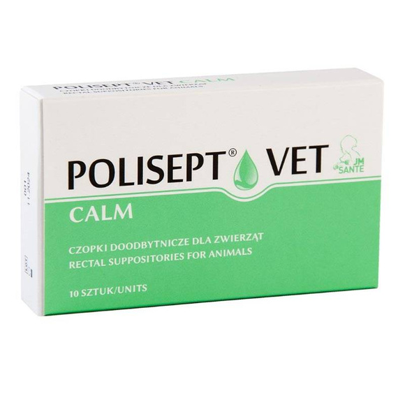 Polisept® Vet Calm - czopki doodbytnicze łagodzące objawy stresowe i stany zapalne, dla psa i kota, 10 sztuk