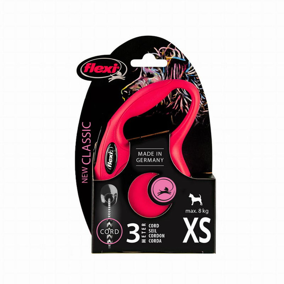 Flexi Classic XS - smycz dla psa o wadze do 8kg, linka 3m, czerwona