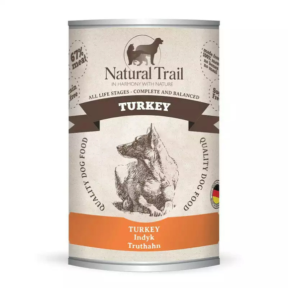 Natural Trail Turkey indyk - kompletna dietetyczna mokra karma dla psa, puszka 400g