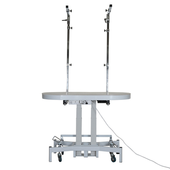 Groom-X Compact Electric Tournament Table Oval - profesjonalny stół groomerski z podświetlanym blatem, regulowany elektrycznie, 119.5cm x 61cm