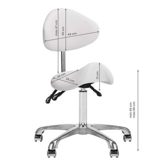 Activ - taboret groomerski, model Giovanni 1004, z oparciem, biały