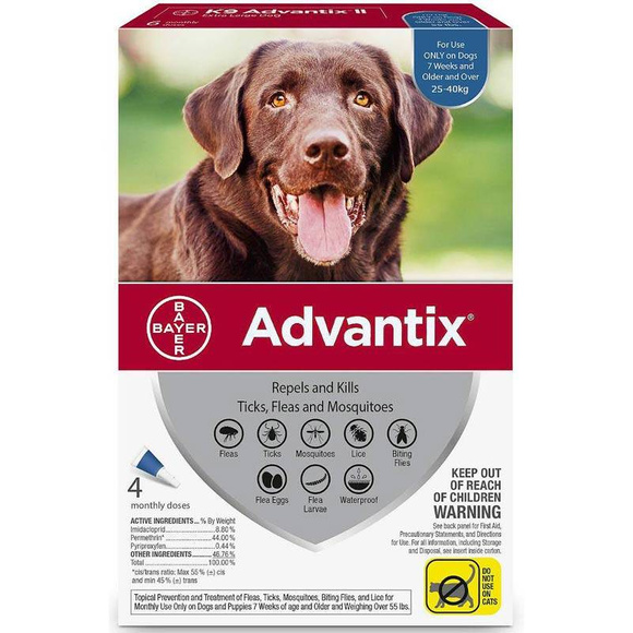 Bayer Advantix (25-40 kg) - preparat w płynie dla psów przeciwko kleszczom i pchłom, 4 pipety